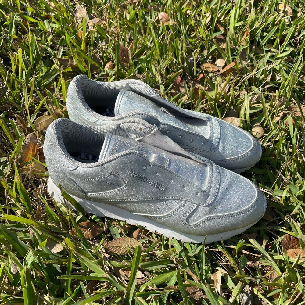 Reebok original silver glitter sneakers